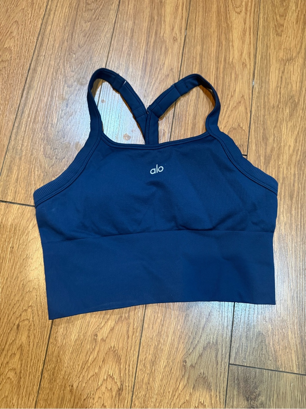 ALO Seamless Ribbed Favorite Bra Tank in Navy